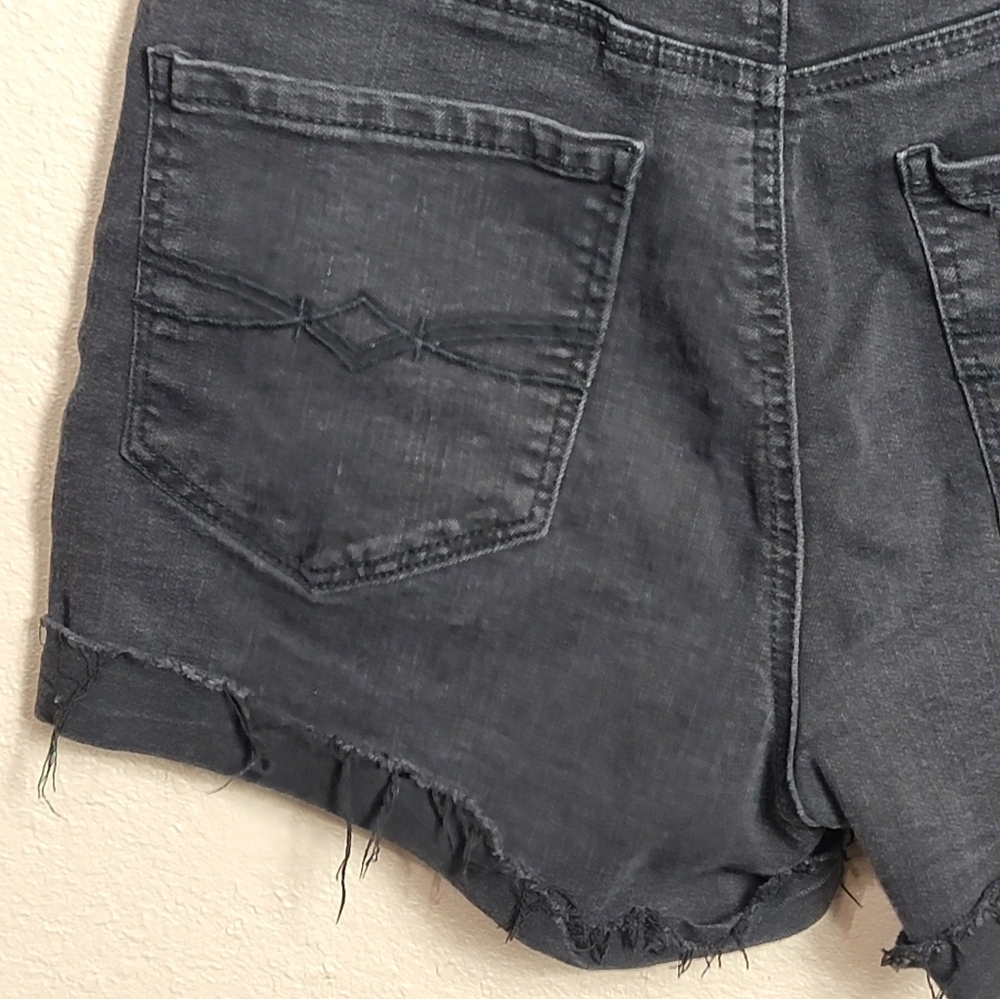 Mudd Mom Shorts black Size 9 Cutoff Distressed High Rise Shortie Jean Raw Hem - Picture 3 of 9